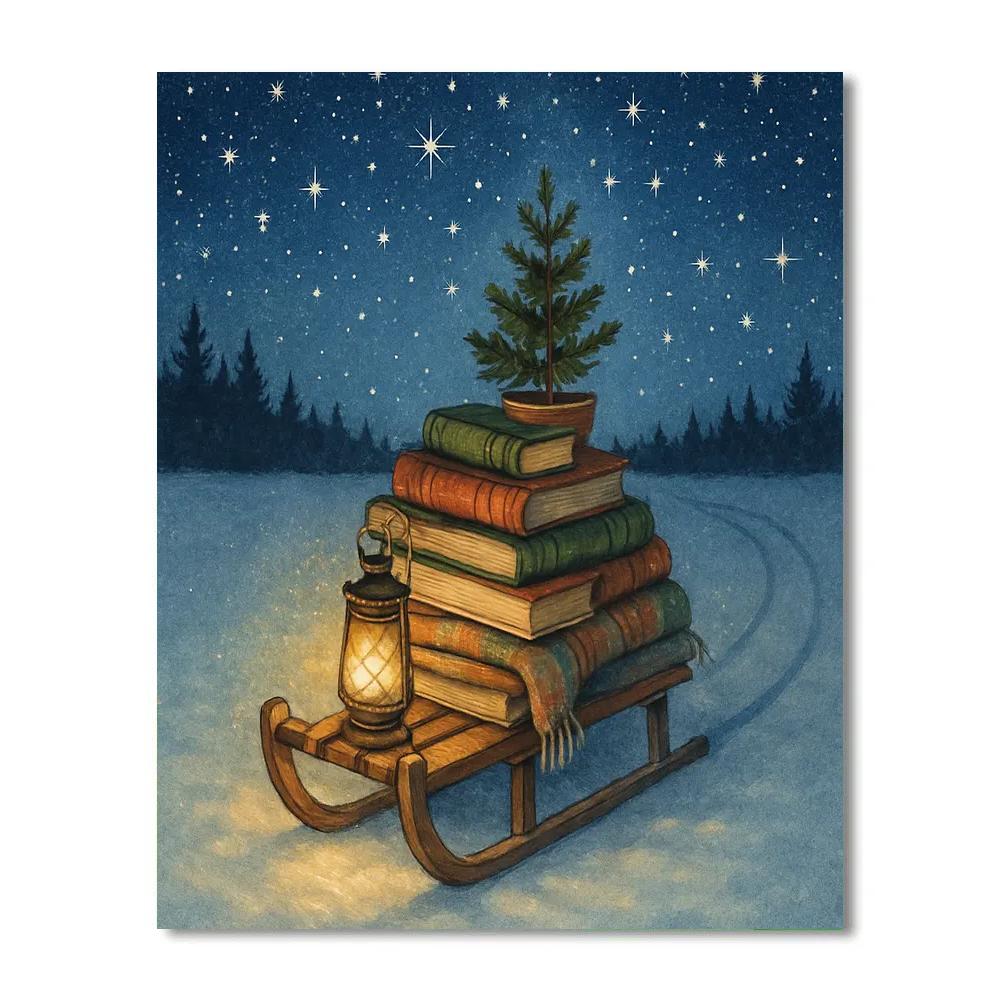 Starlit Christmas Sled Library paint by numbers