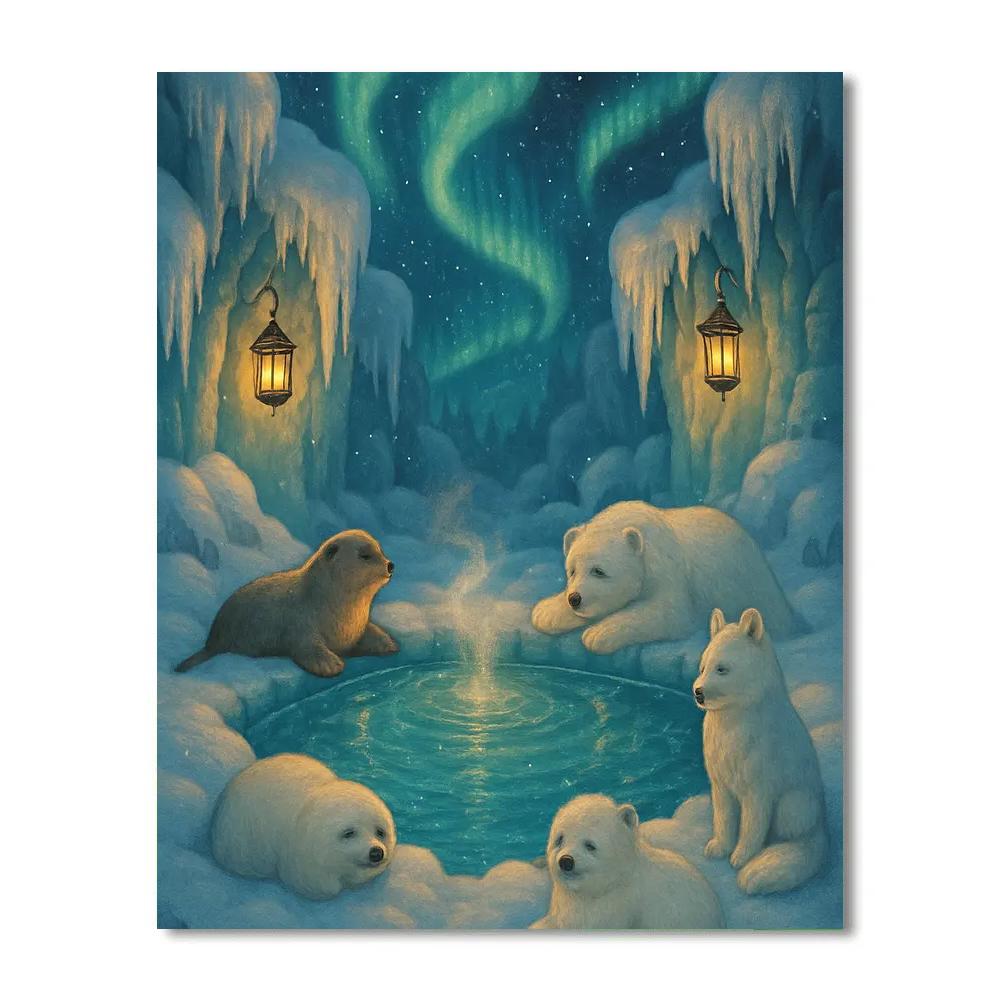 Arctic Christmas Hot Spring paint by numbers