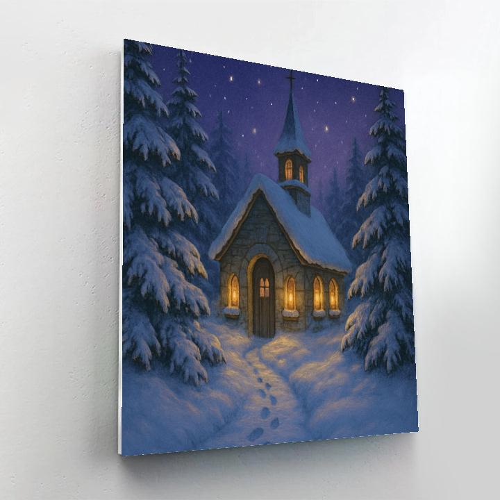 Snowbound Chapel Of Candles Painting by numbers kit