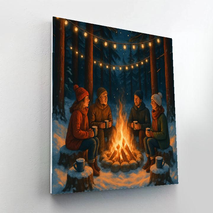 Christmas Firepit Under The Pines paint by number