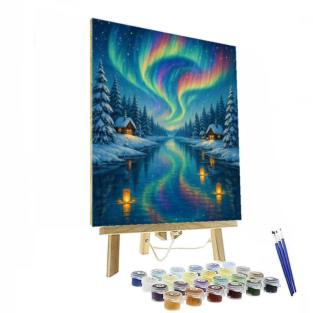 Aurora Reflections Christmas River Paint by numbers art