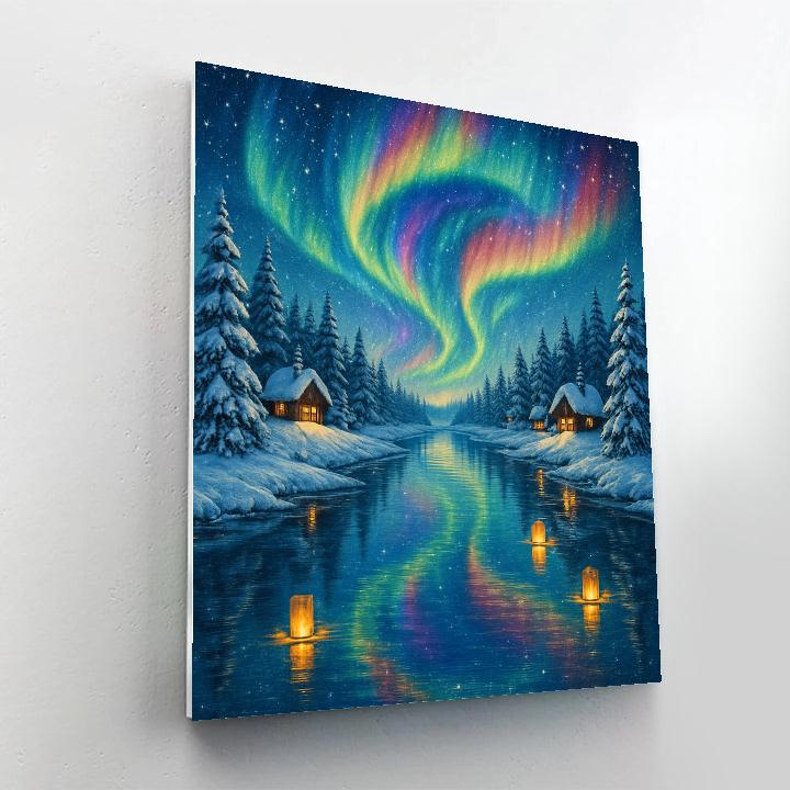 Aurora Reflections Christmas River Paint by numbers art