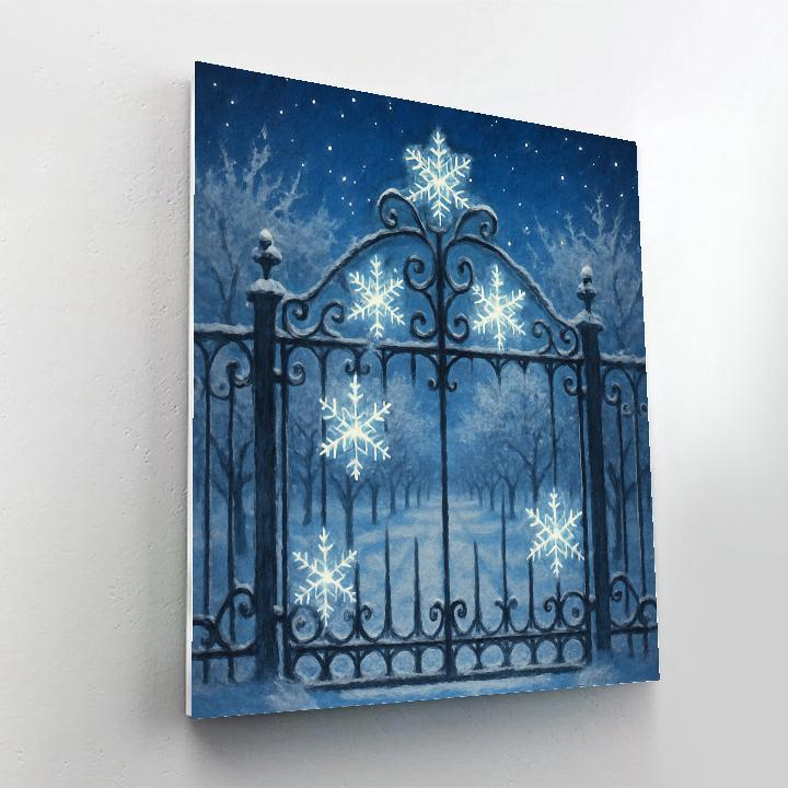 Glowing Snowflake Orchard Gate Painting by numbers kit