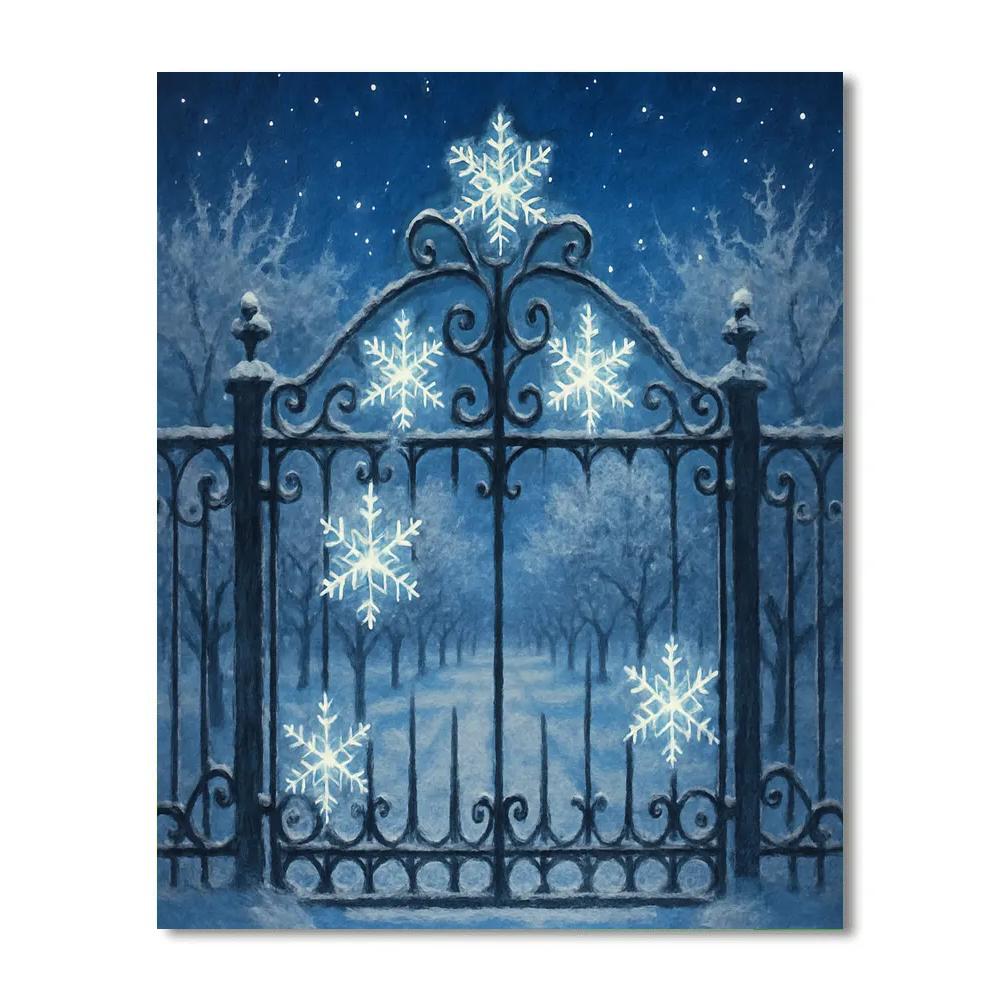 Glowing Snowflake Orchard Gate Painting by numbers kit