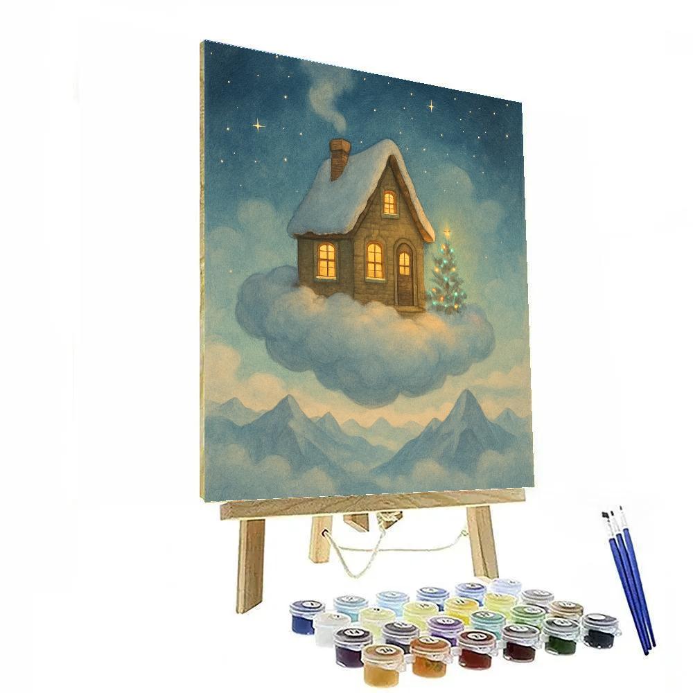 Christmas Cloud Cottage Above The Snow painting number kit