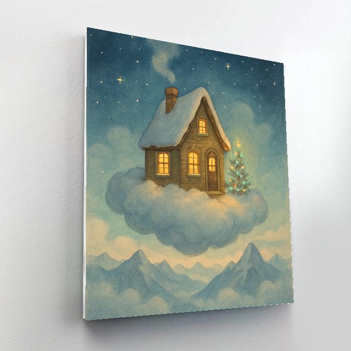 Christmas Cloud Cottage Above The Snow painting number kit