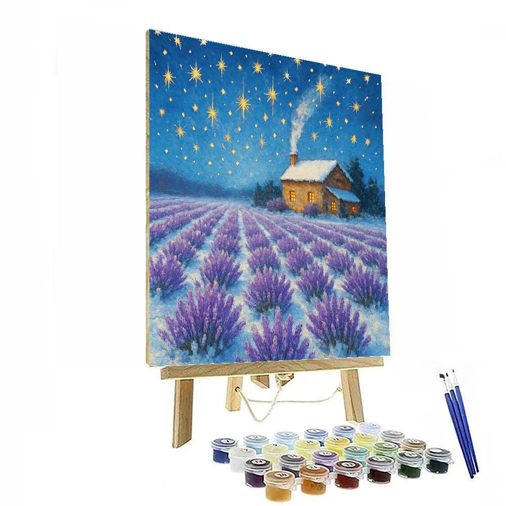 Christmas Starfall Over Frozen Lavender Fields Paint by numbers kits