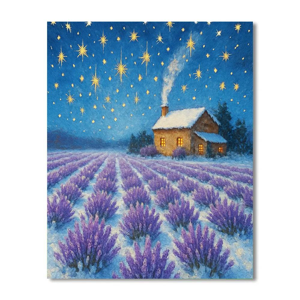 Christmas Starfall Over Frozen Lavender Fields Paint by numbers kits
