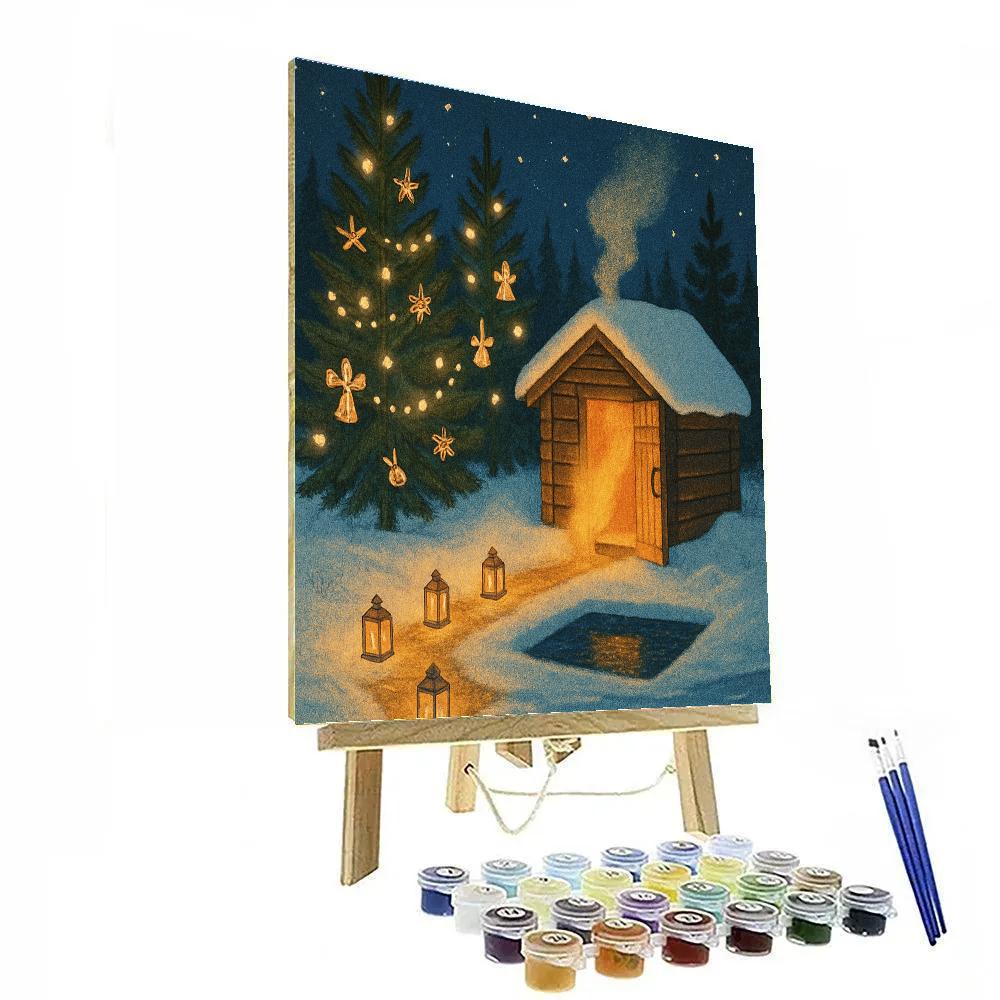 Secret Christmas Sauna By The Lake Number painting