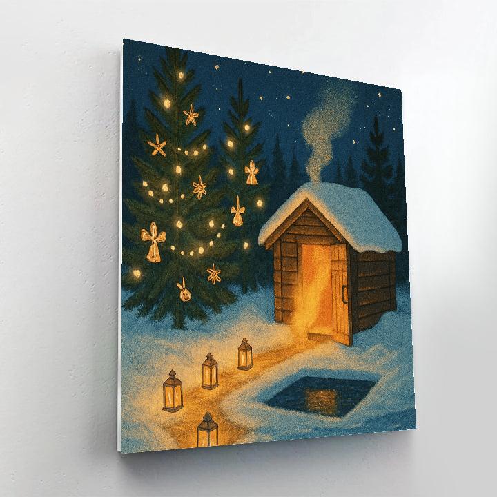 Secret Christmas Sauna By The Lake Number painting