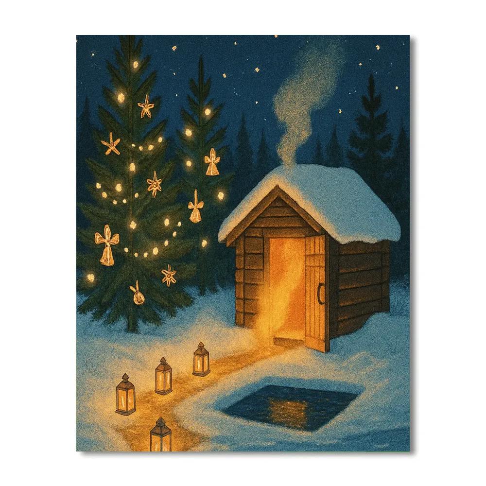 Secret Christmas Sauna By The Lake Number painting