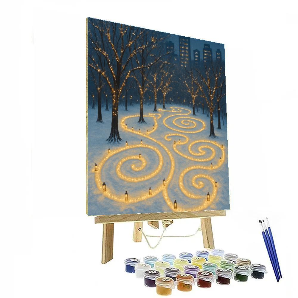 Snowy City Park Lantern Maze paint by color