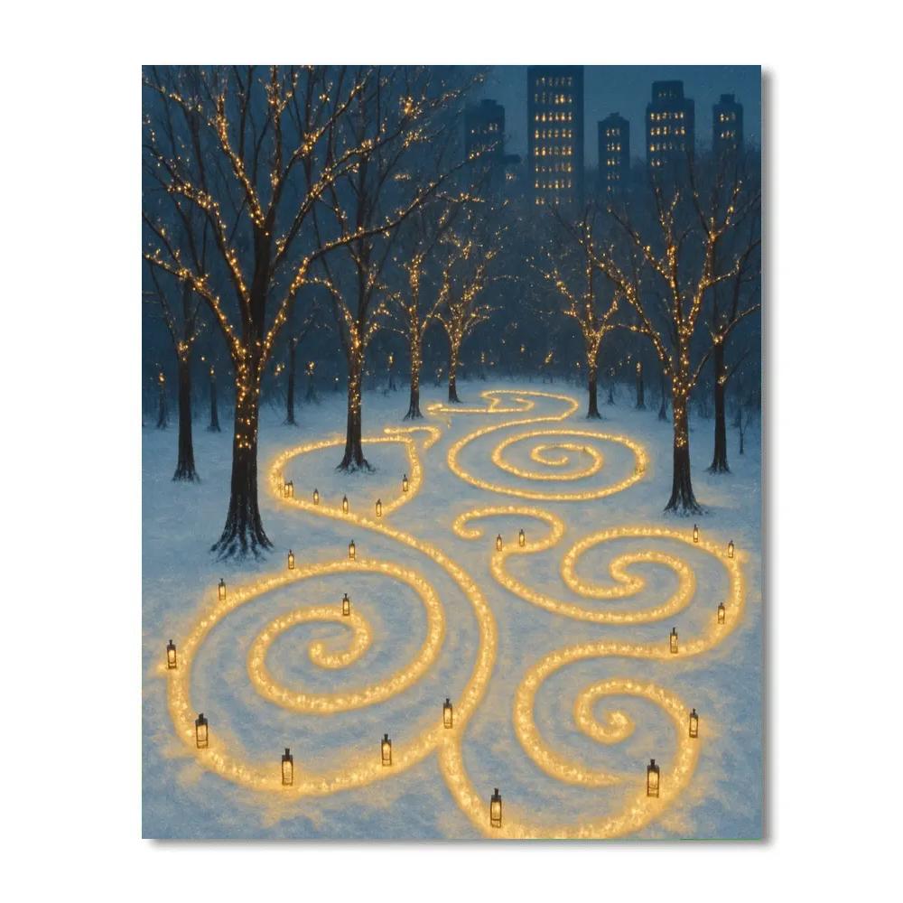 Snowy City Park Lantern Maze paint by color