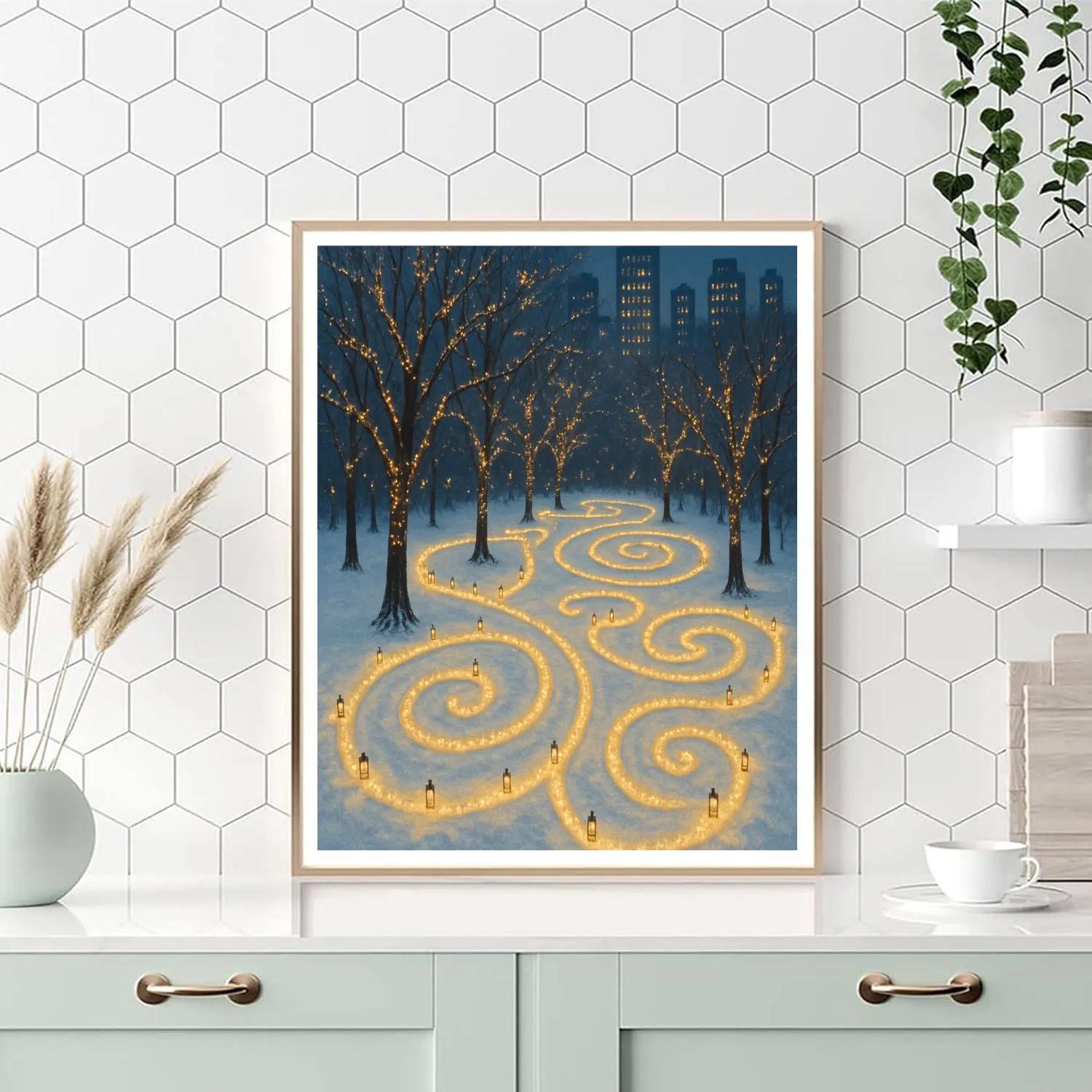 Snowy City Park Lantern Maze paint by color