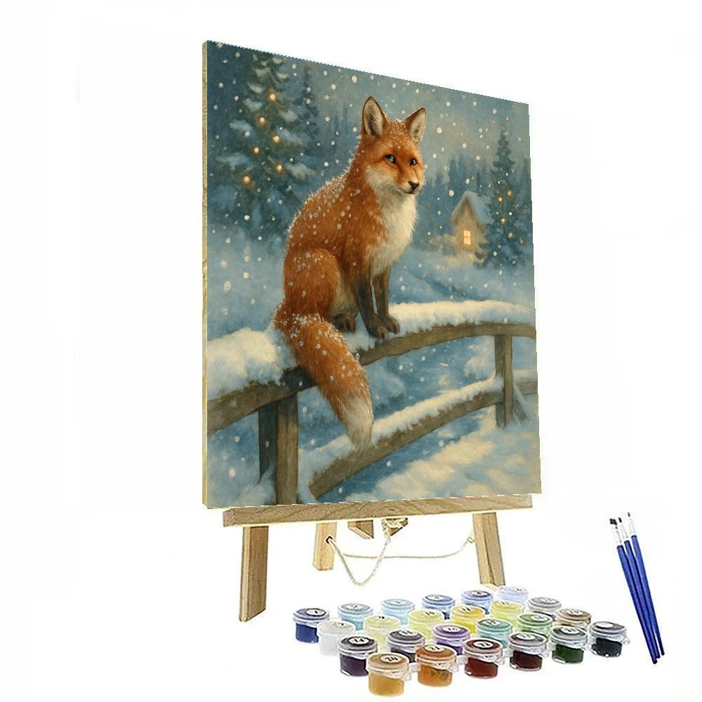 Christmas Fox On The Frozen Bridge Rail Numbered painting kits
