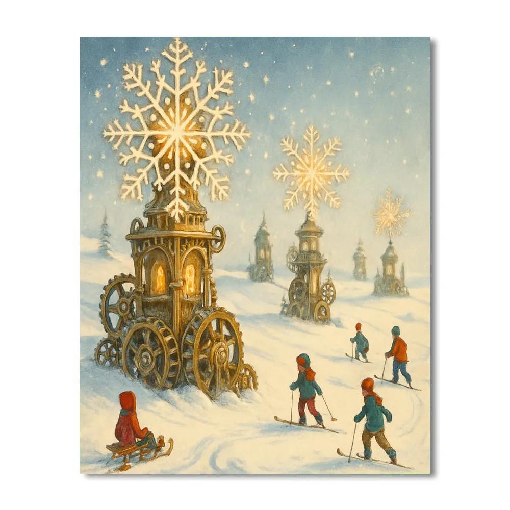 Christmas Clockwork Snow Field DIY paint by numbers