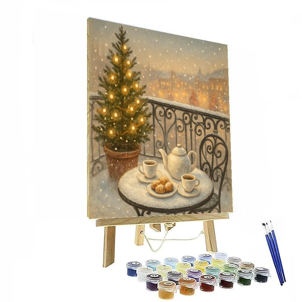 Christmas Tea On The Frozen Balcony painting number kit