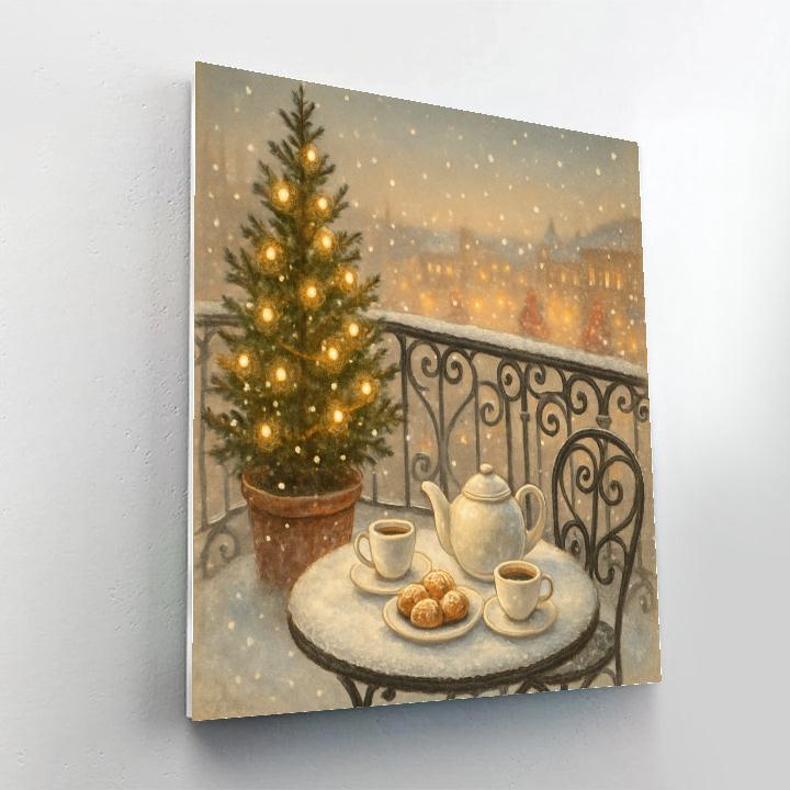Christmas Tea On The Frozen Balcony painting number kit