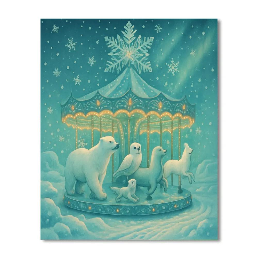 Snowflake Carousel Of Arctic Animals paint by numbers