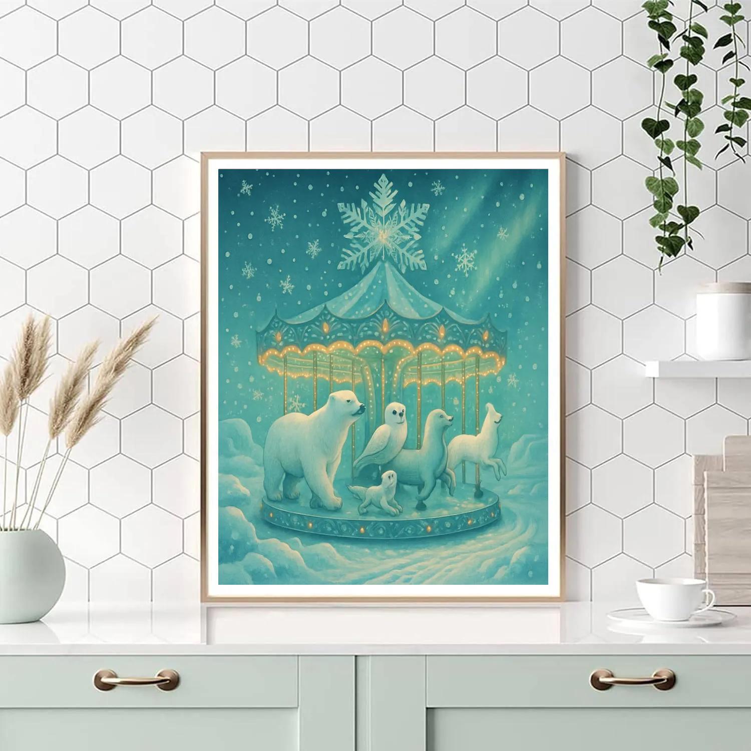 Snowflake Carousel Of Arctic Animals paint by numbers