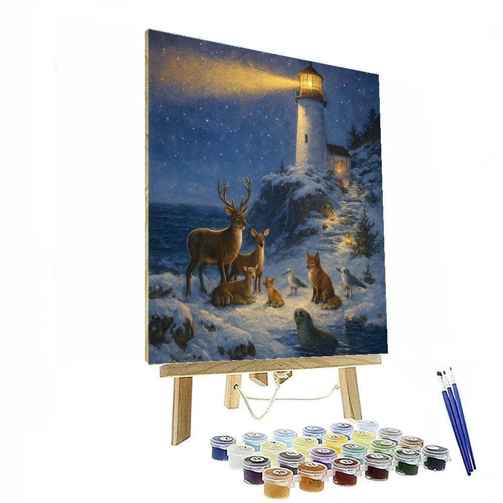 Christmas Lighthouse Cliffside Nativity Of Nature paint by number