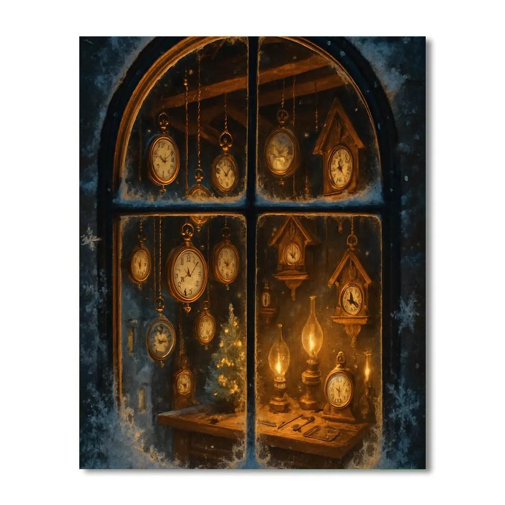 Christmas Window Of The Clockmakers Loft Numbered painting kits