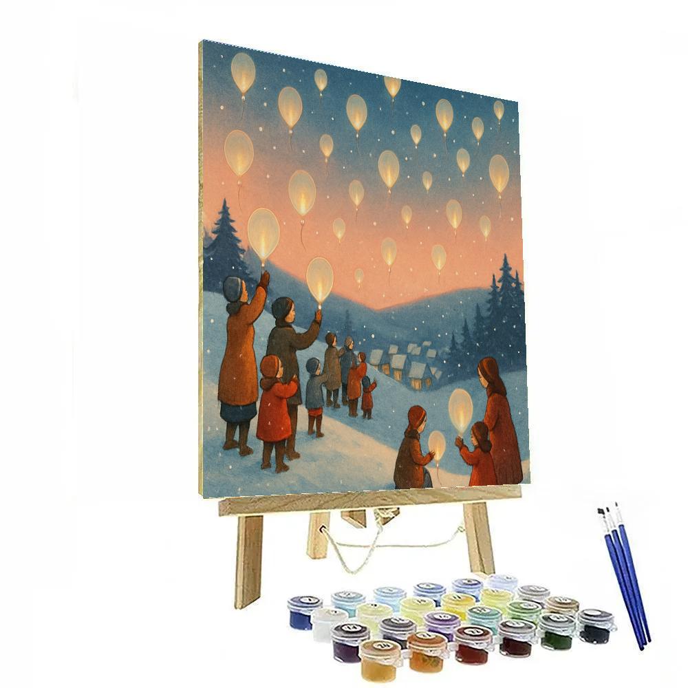 Christmas Balloon Release On Frozen Hilltop paint by number