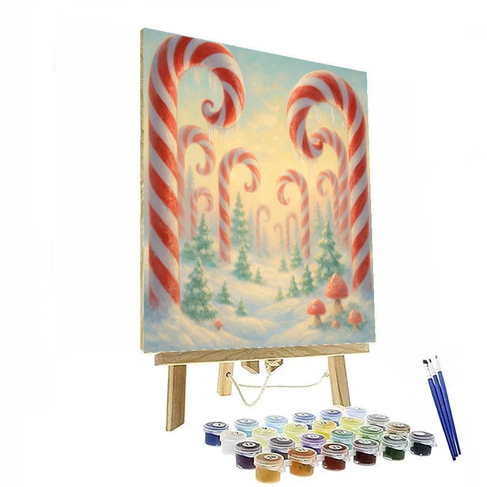 Candy Cane Forest Under Morning Frost paint by color