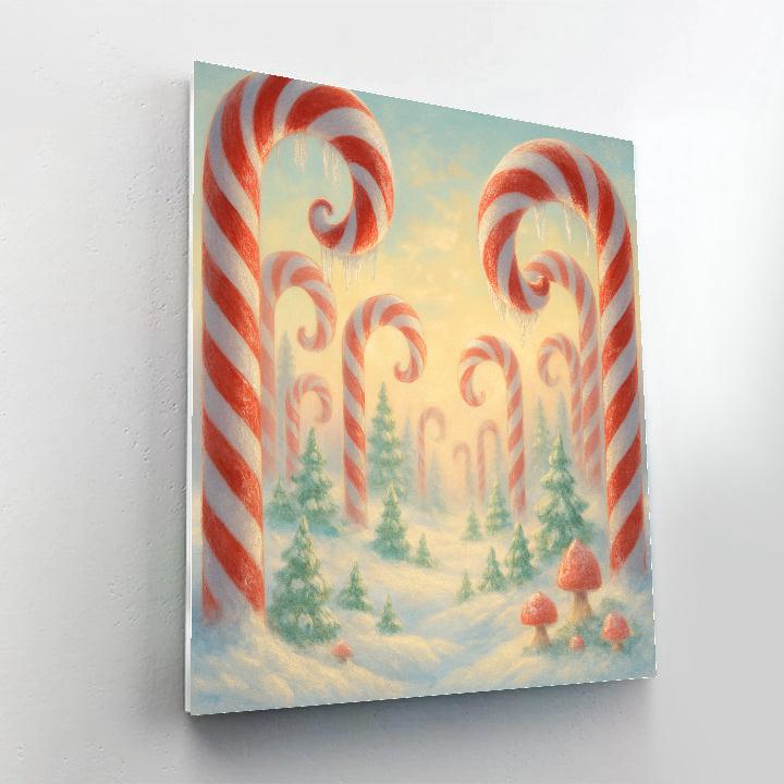 Candy Cane Forest Under Morning Frost paint by color