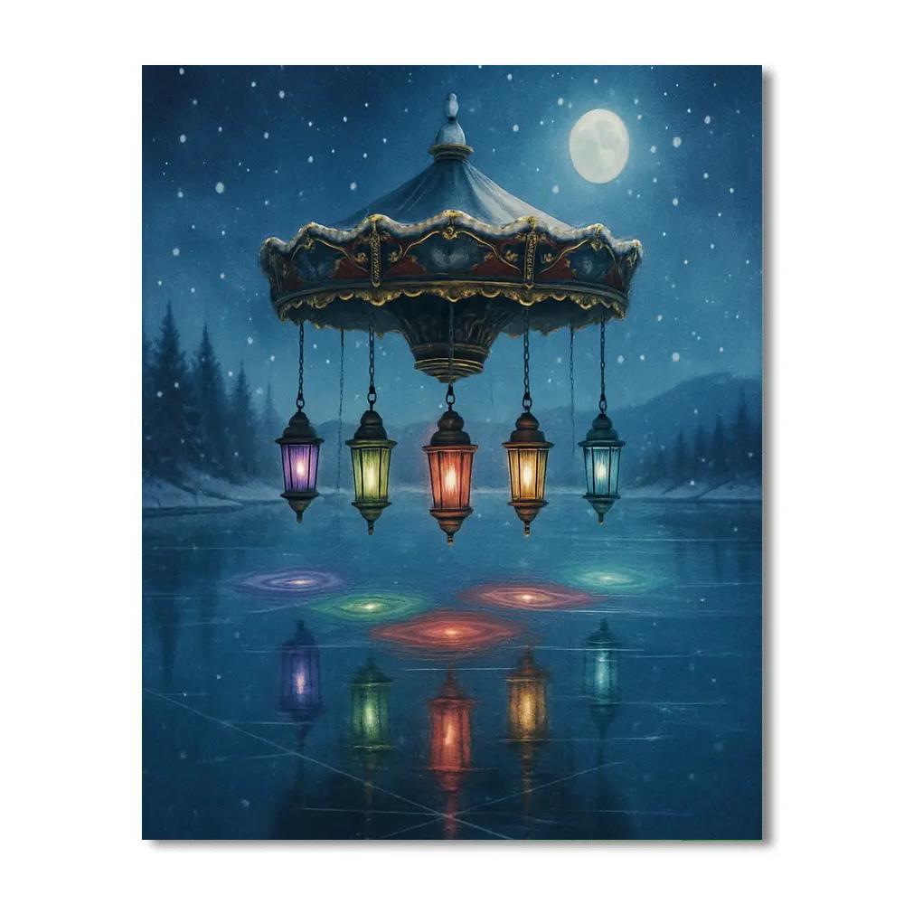 Christmas Carousel Of Floating Lanterns Numbered painting kits