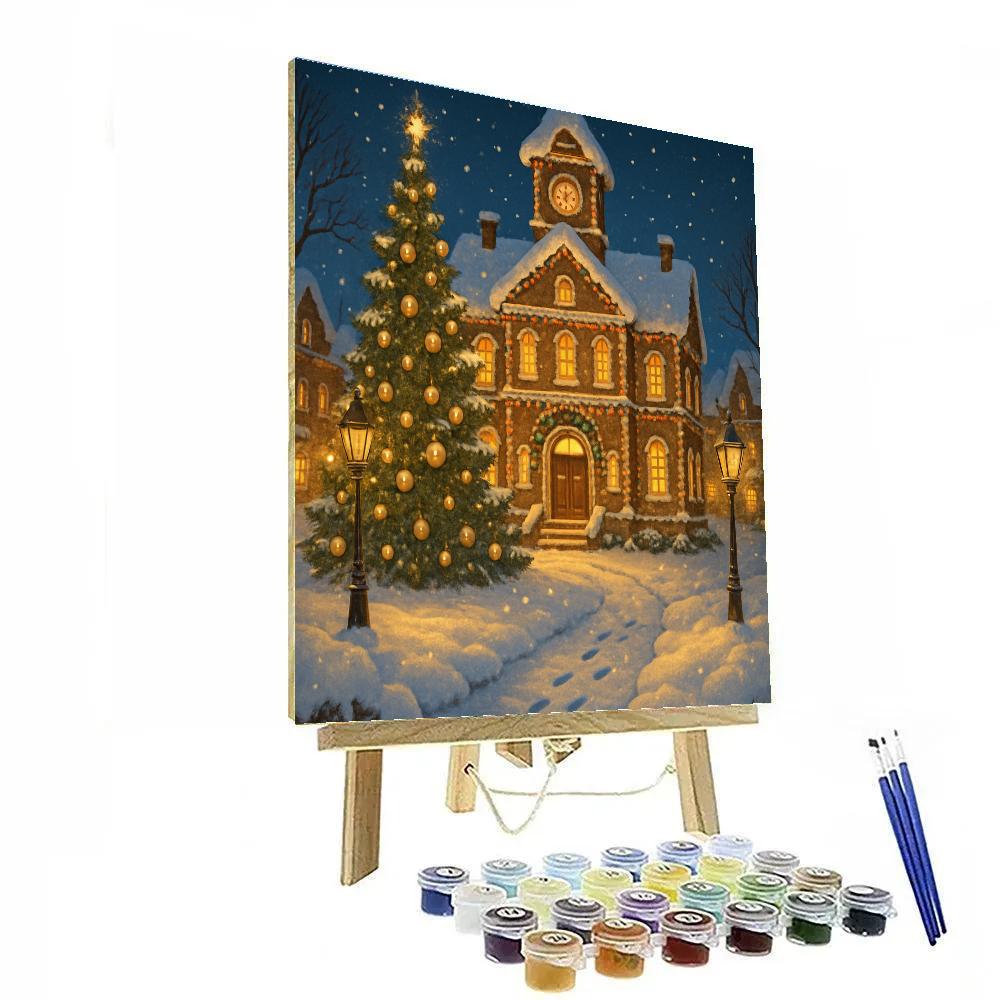 Snowy Town Hall Of Gingerbread Lights DIY paint by numbers