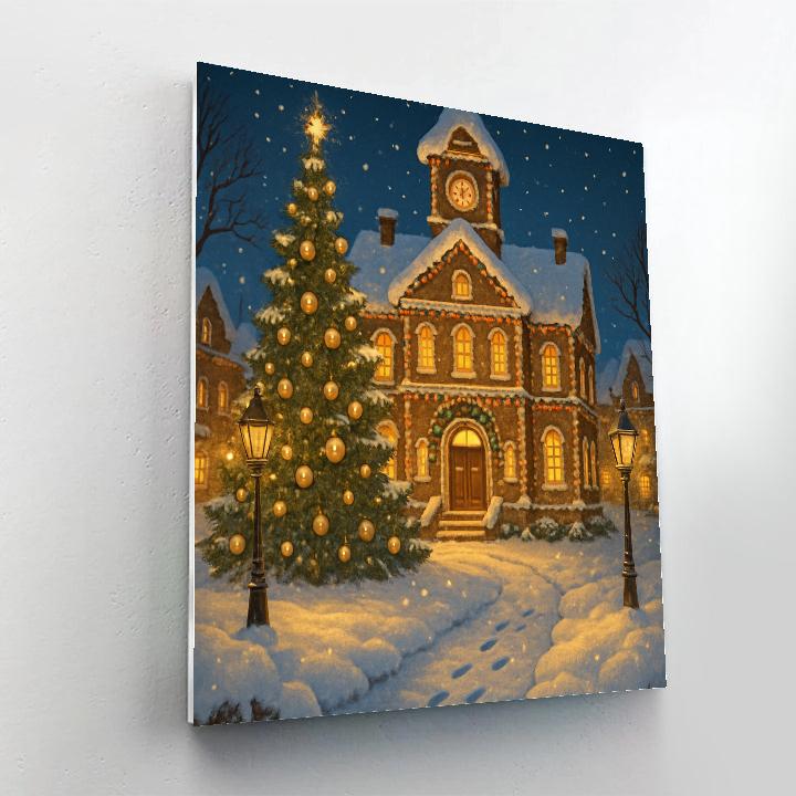 Snowy Town Hall Of Gingerbread Lights DIY paint by numbers