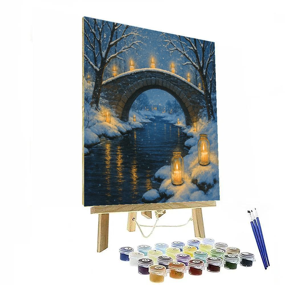 Frozen Bridge Over Candlelit River Paint by numbers kits