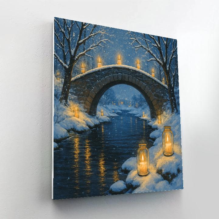 Frozen Bridge Over Candlelit River Paint by numbers kits