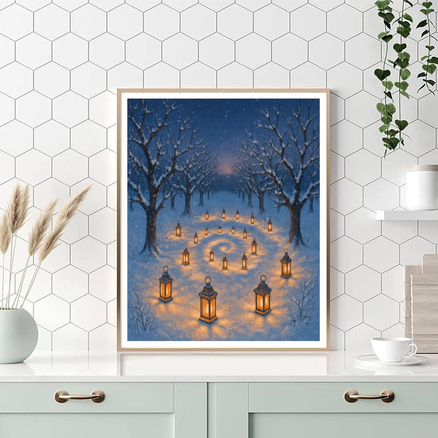 Frozen Orchard Lantern Spiral Numbered painting kits