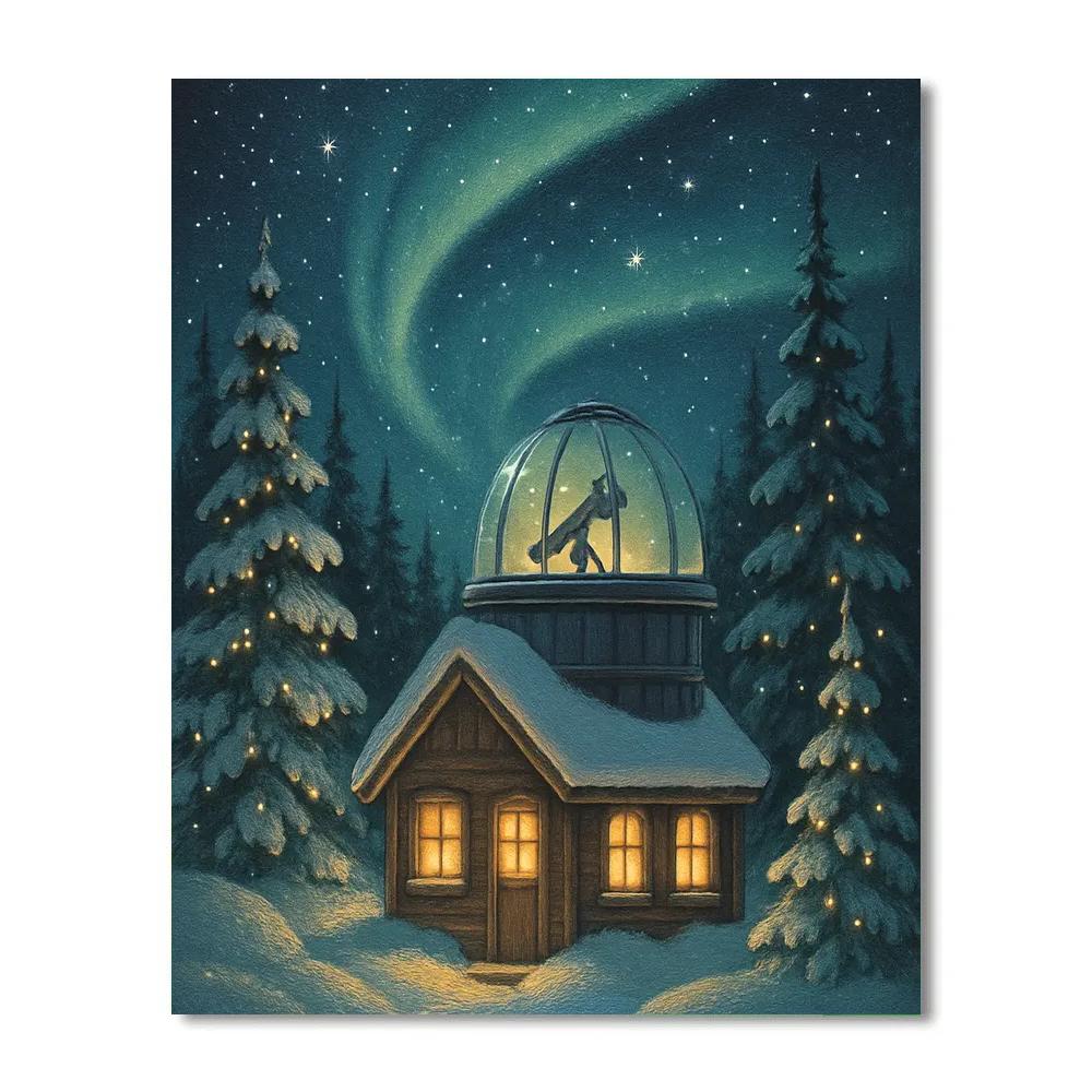 Snowbound Christmas Observatory Cabin paint by numbers