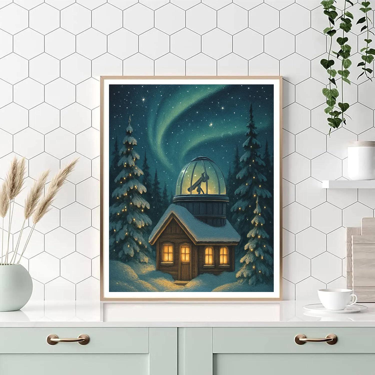 Snowbound Christmas Observatory Cabin paint by numbers