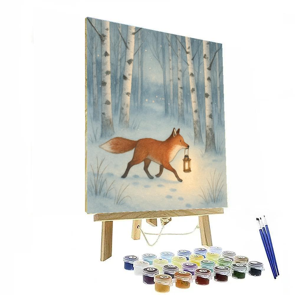 Christmas Lantern Fox In Birch Grove Number painting