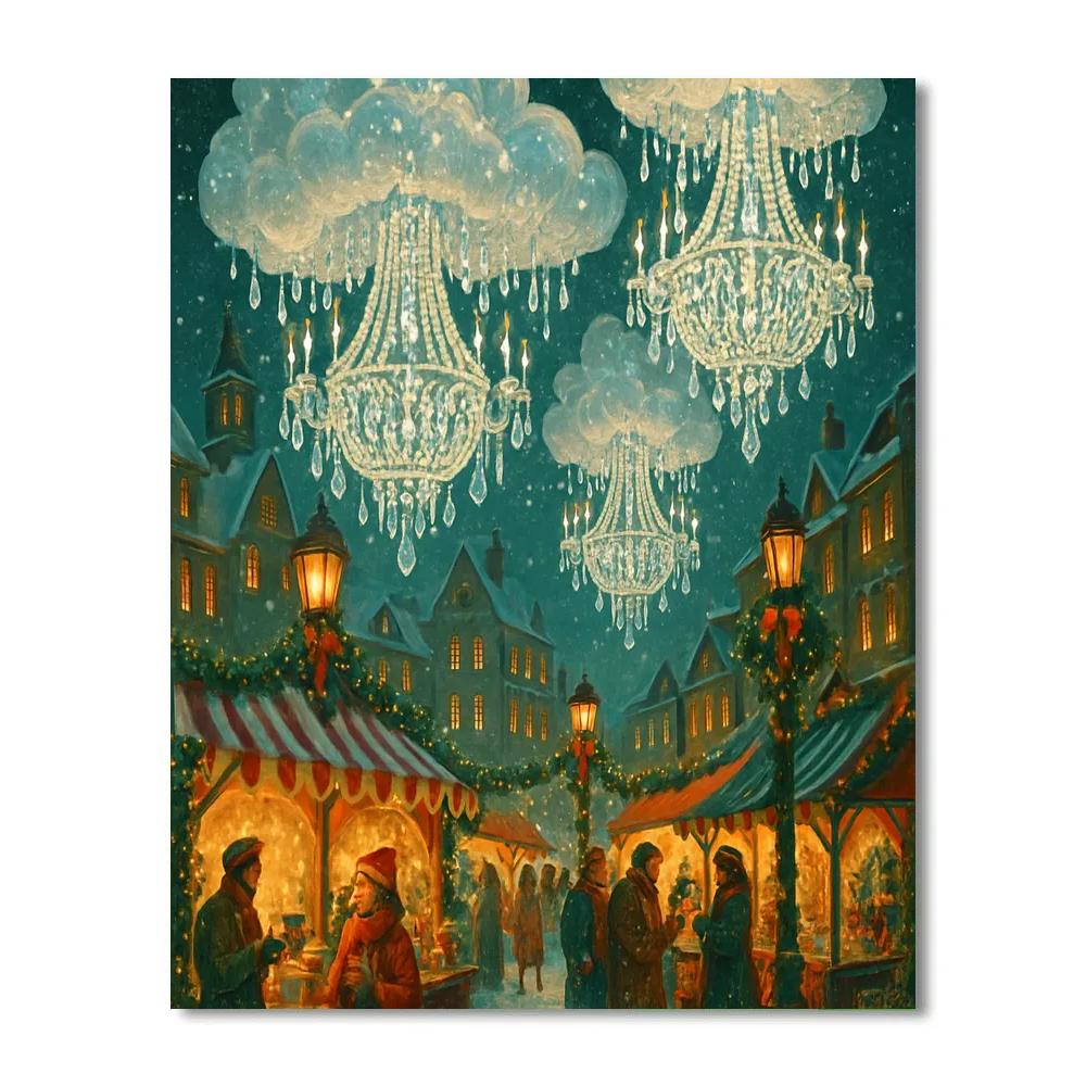 Holiday Market Beneath Crystal Chandelier Sky Paint by numbers kits