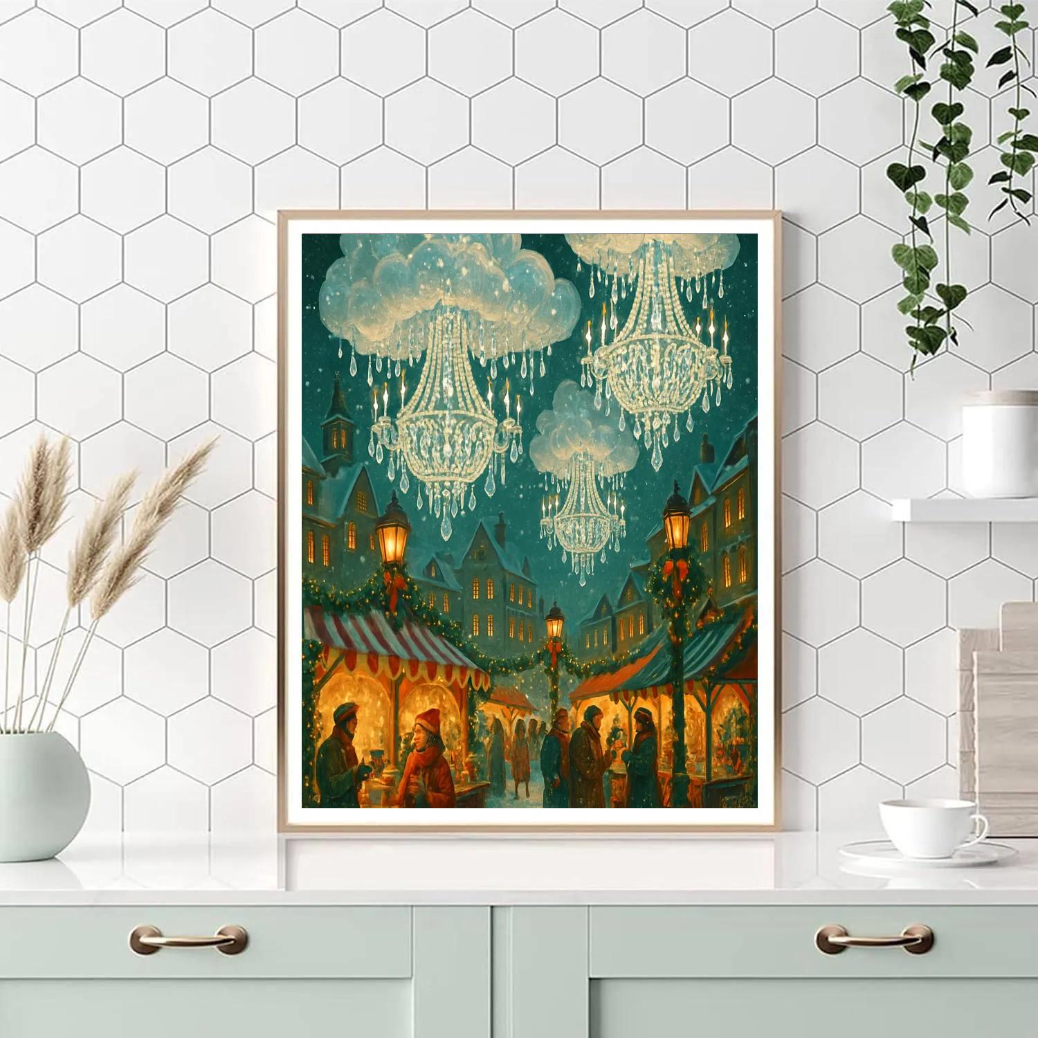 Holiday Market Beneath Crystal Chandelier Sky Paint by numbers kits