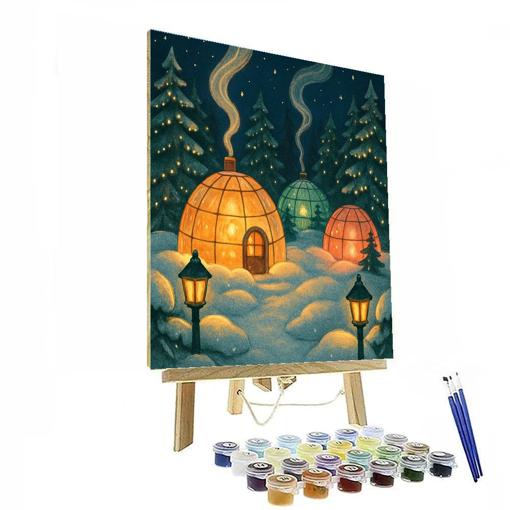 Forest Igloo Village In Starry Clearing painting number kit
