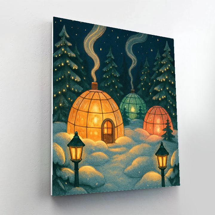 Forest Igloo Village In Starry Clearing painting number kit
