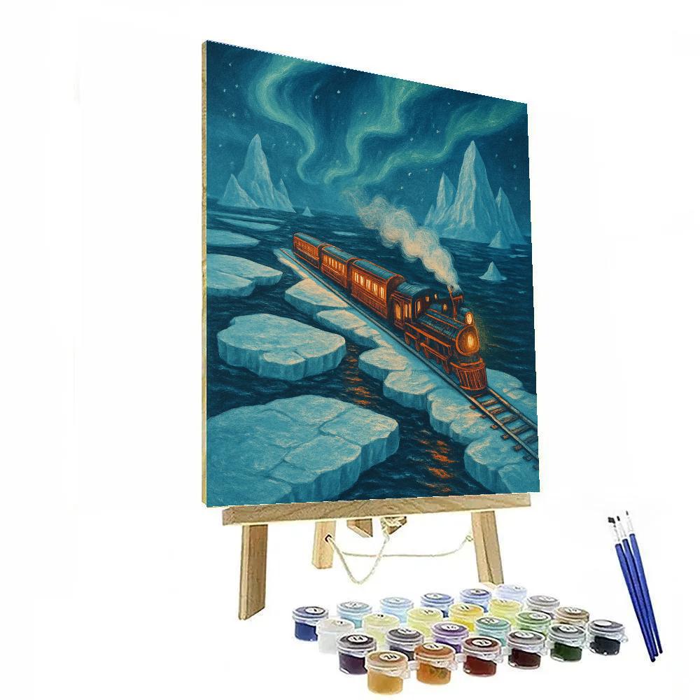 Christmas Polar Train Across Ice Floes Paint by numbers kits