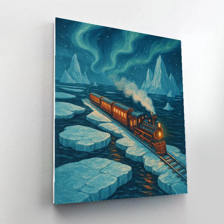 Christmas Polar Train Across Ice Floes Paint by numbers kits