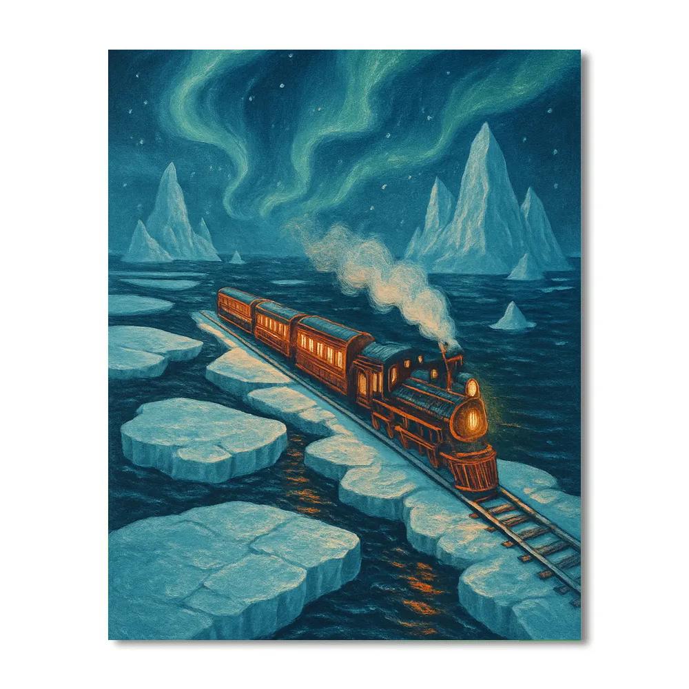 Christmas Polar Train Across Ice Floes Paint by numbers kits
