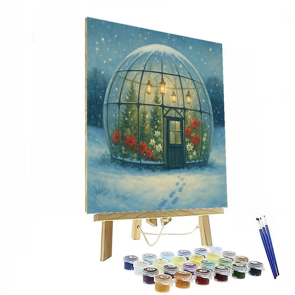 Snow Globe Greenhouse In Winter Meadow paint by color