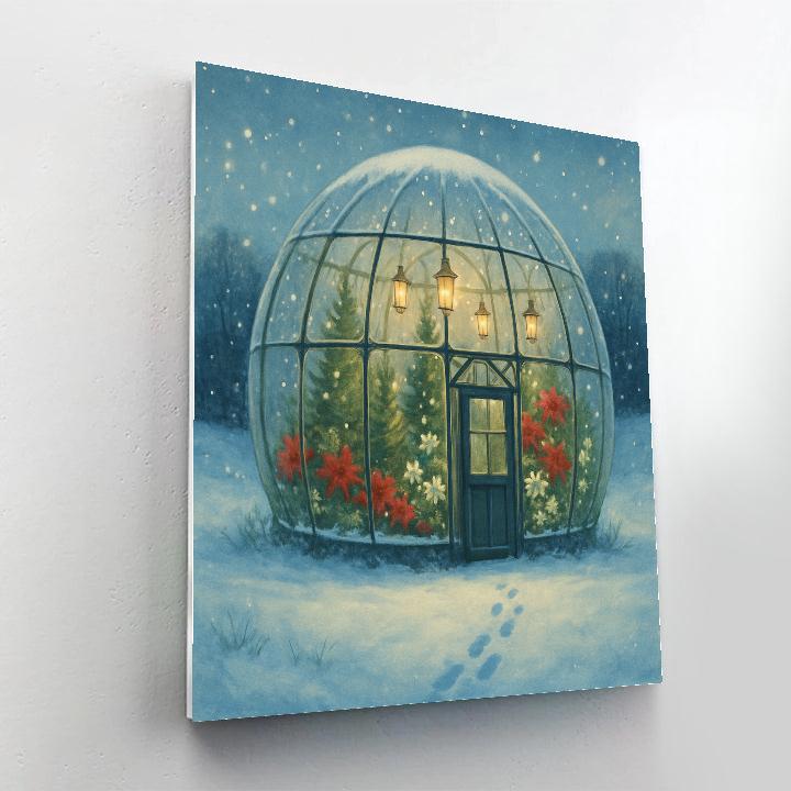 Snow Globe Greenhouse In Winter Meadow paint by color