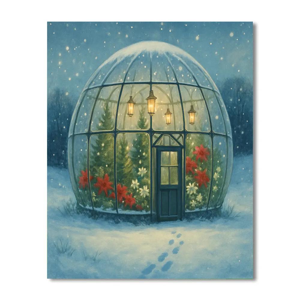 Snow Globe Greenhouse In Winter Meadow paint by color