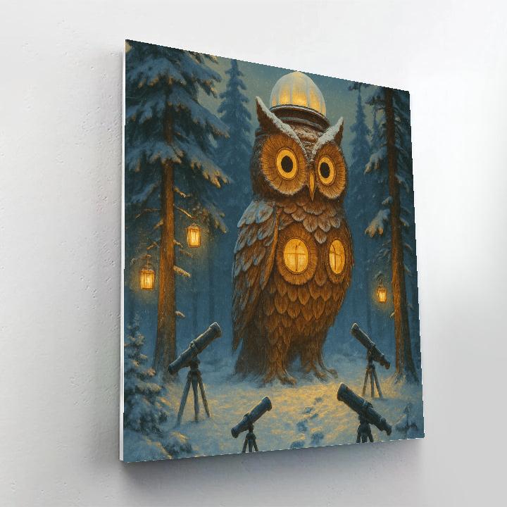 Christmas Owl Observatory In The Pines Paint by numbers art