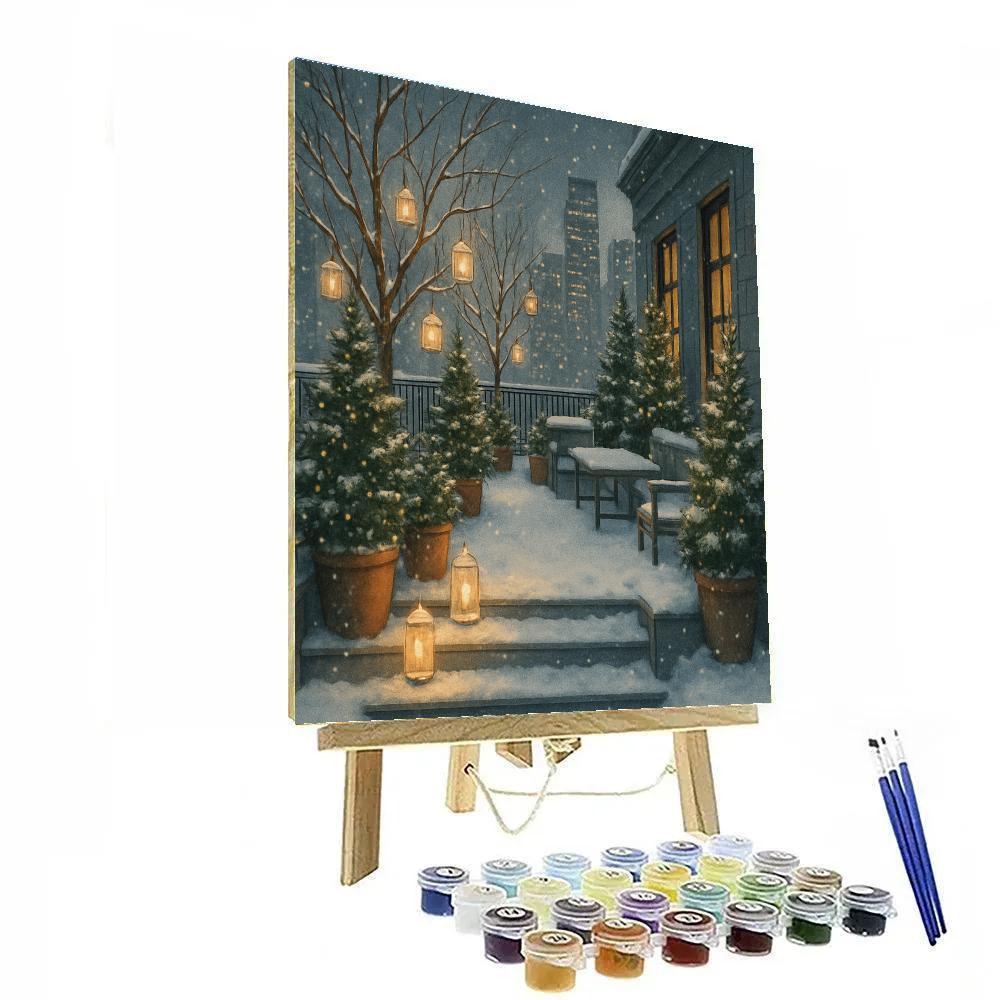 Christmas Lantern Garden On Rooftop Terrace paint by numbers